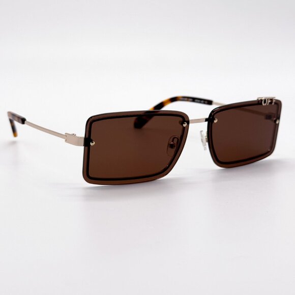 NEW OFF-WHITE OERI13N TAMPA 7664 SUNGLASSES WOMEN SQUARE HAVANA BROWN - Picture 1 of 7